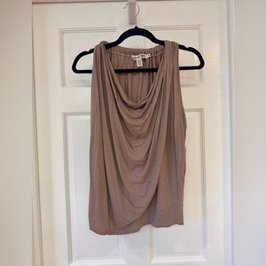 Michael Stars Taupe Draped Neck Sleeveless Top